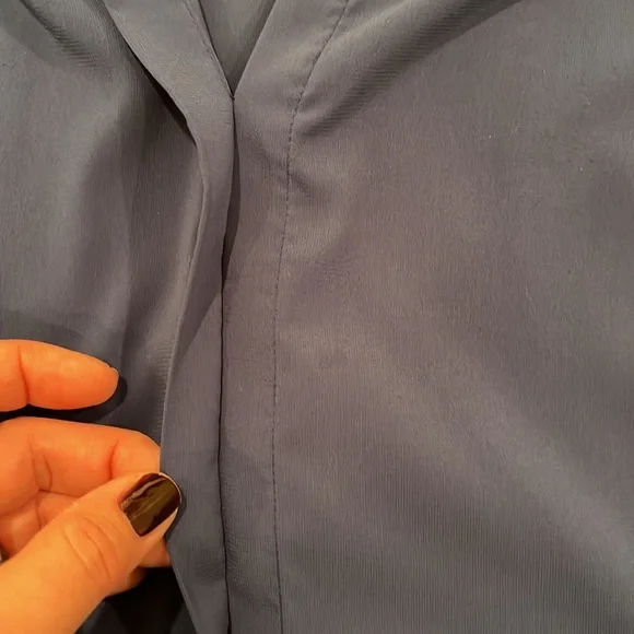 Women’s Calvin Klein Royal Blue silky blouse cap flutter sleeve with V neck - Picture 5 of 5